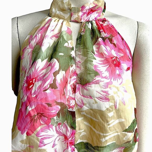 Walter Baker Jannet Sheet Floral Print Halter Top - Picture 4 of 15